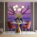 Purple Sunset Tree Dining Mural Wallpaper | Elegant Ambiance Decoration