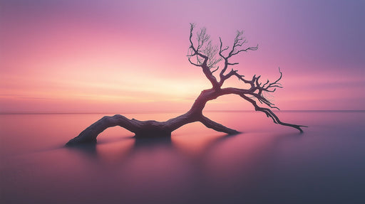 Purple Horizon Tree Living Room Mural Wallpaper | Modern Serenity Decoration