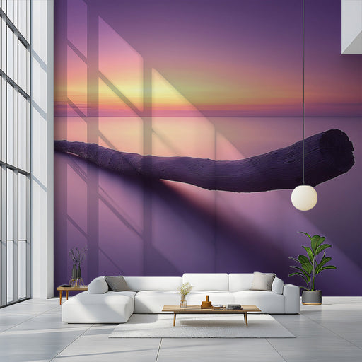 Purple Geometric Tree Living Room Mural Wallpaper | Contemporary Artistic Decoration