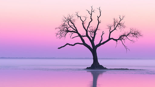 Purple Misty Tree Living Room Mural Wallpaper | Mystical Peace Decoration
