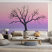 Purple Misty Tree Living Room Mural Wallpaper | Mystical Peace Decoration