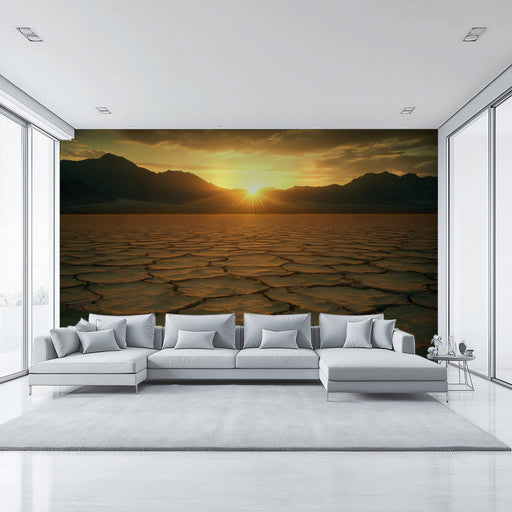 Desert Sunset Living Room Mural Wallpaper | Warm Inviting Decoration