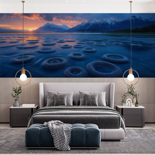 Mountain Lake Bedroom Mural Wallpaper | Serene Refreshing Decoration
