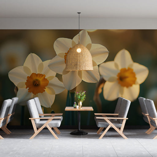Daffodil Cafe Mural Wallpaper | Cheerful Inviting Decoration