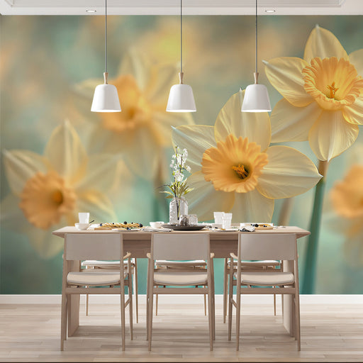 Daffodil Dining Mural Wallpaper | Elegant Fresh Decoration