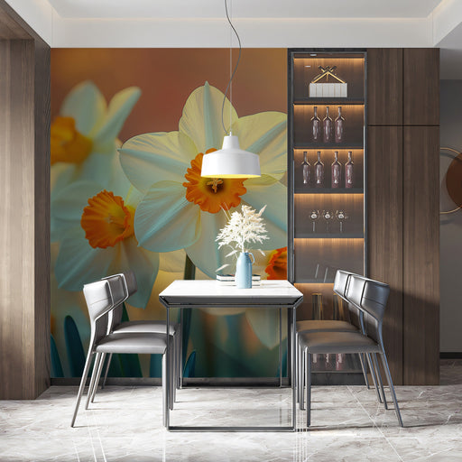 Daffodil Dining Elegance Mural Wallpaper | Refined Freshness Decoration
