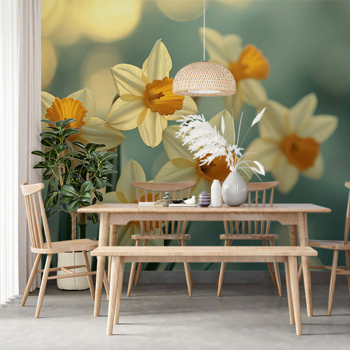 Daffodil Rustic Dining Mural Wallpaper | Cozy Natural Decoration