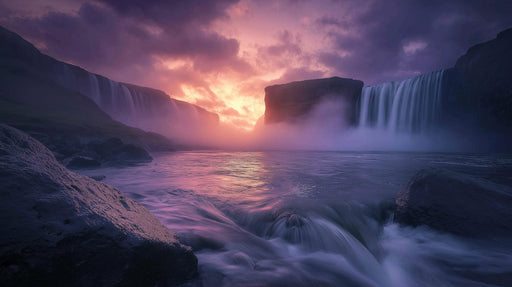 Purple Ocean Sunset Living Room Mural Wallpaper | Calming Drama Decoration