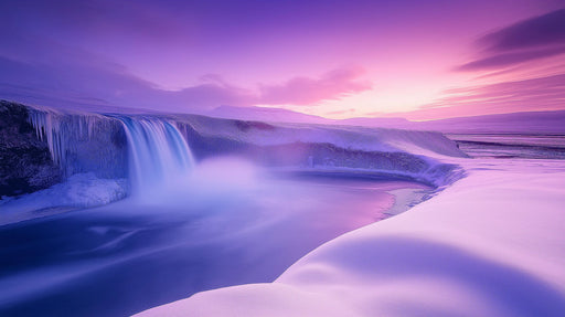 Purple Mountain Waterfall II Living Room Mural Wallpaper | Majestic Mystical Decoration