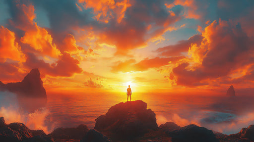 Solitary Sunset Living Room Mural Wallpaper | Inspiring Peace Decoration