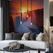 Orange Sunset Waterfall Living Room Mural Wallpaper | Warm Dynamism Decoration