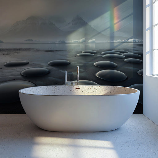 Arctic Lake Bathroom Mural Wallpaper | Serene Cool Decoration