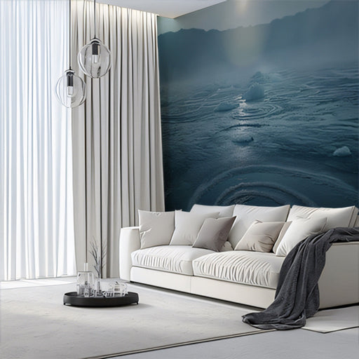 Misty Ocean Living Room Mural Wallpaper | Calming Mystical Decoration