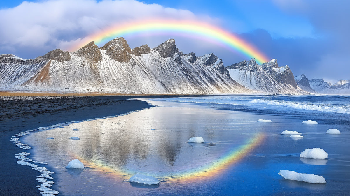 Rainbow Mountain Living Room Mural Wallpaper | Vibrant Peaceful Decoration