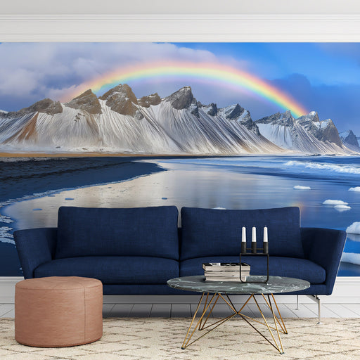 Rainbow Mountain Living Room Mural Wallpaper | Vibrant Peaceful Decoration