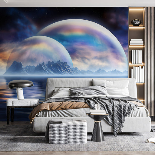 Celestial Mountain Bedroom Mural Wallpaper | Mystical Dreamy Decoration