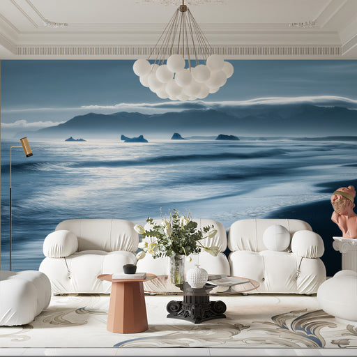 Oceanic Horizon Living Room Mural Wallpaper | Tranquil Vast Decoration