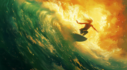 Golden Wave Bathroom Mural Wallpaper | Energetic Warm Decoration