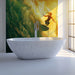 Golden Wave Bathroom Mural Wallpaper | Energetic Warm Decoration