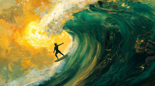 Golden Wave Bathroom Mural Wallpaper | Energetic Warm Decoration