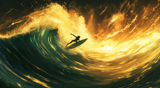 Golden Wave Bathroom Mural Wallpaper | Energetic Warm Decoration