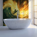 Golden Wave Bathroom Mural Wallpaper | Energetic Warm Decoration