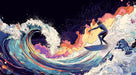 Cosmic Surf Bathroom Mural Wallpaper | Mystical Vibrant Decoration
