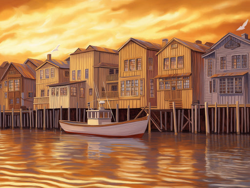 Wooden Dock Living Room Mural Wallpaper | Rustic Tranquil Decoration