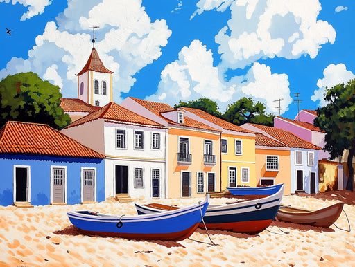 Sunny Village Bedroom Mural Wallpaper | Cheerful Peaceful Decoration
