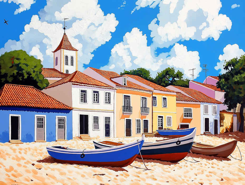 Sunny Village Bedroom Mural Wallpaper | Cheerful Peaceful Decoration