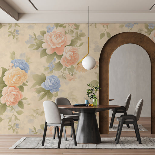 Floral Dining Mural Wallpaper | Elegant Fresh Decoration