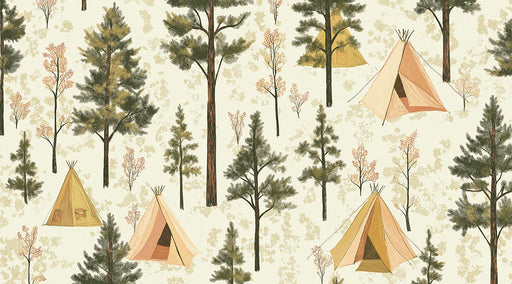 Camping Forest Nursery Mural Wallpaper | Playful Natural Decoration