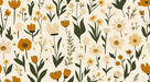 Earthy Floral Bedroom Mural Wallpaper | Warm Natural Decoration