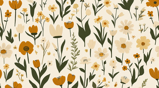 Earthy Floral Bedroom Mural Wallpaper | Warm Natural Decoration