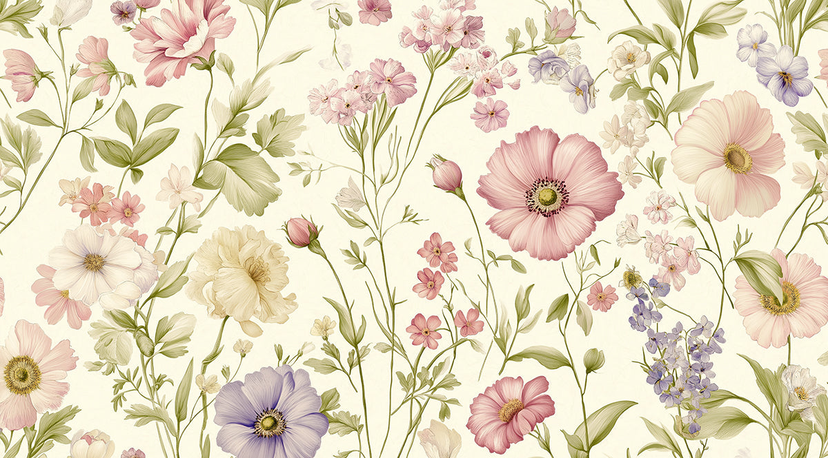Delicate Pink Floral Bedroom Mural Wallpaper | Elegant Romantic Decoration
