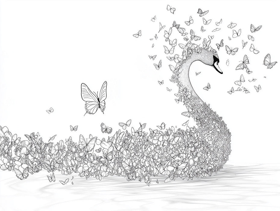 Butterfly Swan Nursery Mural Wallpaper | Whimsical Dreamy Decoration