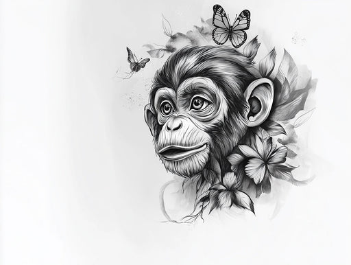 Monochrome Chimpanzee Mural Wallpaper | Bold Artistic Decoration