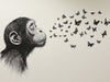 Butterfly Chimpanzee Bedroom Mural Wallpaper | Mysterious Artistic Decoration