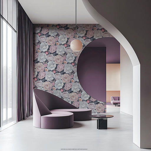 Large - scale Floral Art - Deco Elegant Wallpaper for Lounges