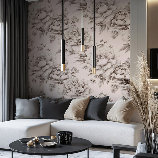Monochrome Floral Elegant & Serene Wallpaper for Living Rooms