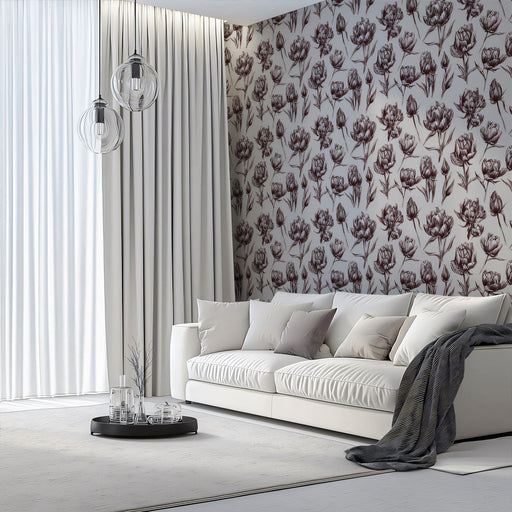 Dark Floral Contemporary & Chic Wallpaper for Living Rooms