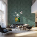 Green Floral Pattern- Sketch Modern - Eclectic Wallpaper 