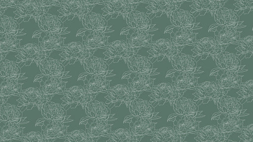 Green Floral Pattern- Sketch Modern - Eclectic Wallpaper 