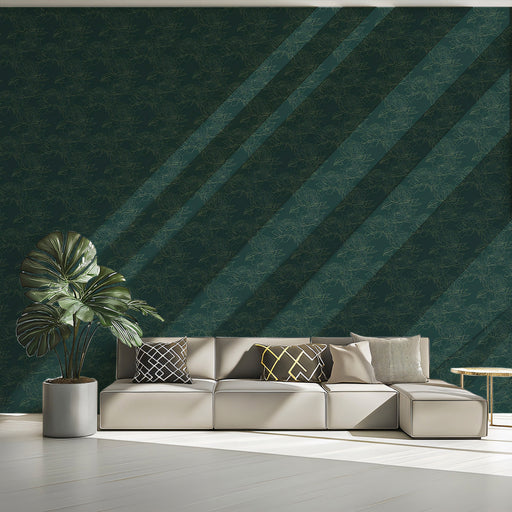 Green Floral Pattern- Sketch Modern - Eclectic Wallpaper 