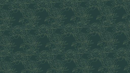 Green Floral Pattern- Sketch Modern - Eclectic Wallpaper 