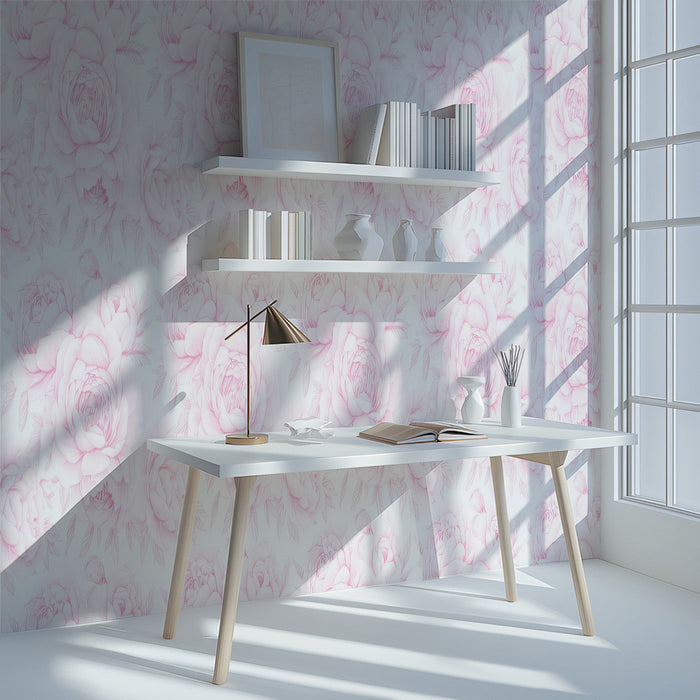  Soft Pink Floral Dreamy & Serene Wallpaper for Home Offices or Study