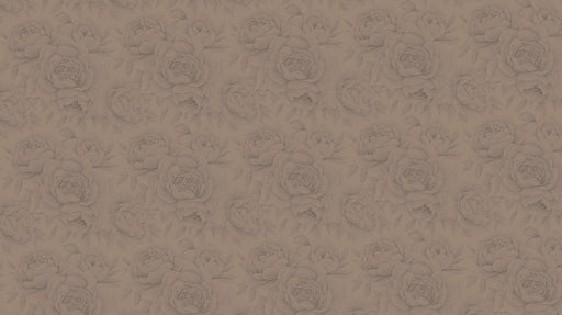 Subtle Floral Mural Wallpaper | Taupe Rose Pattern on Matte Brown