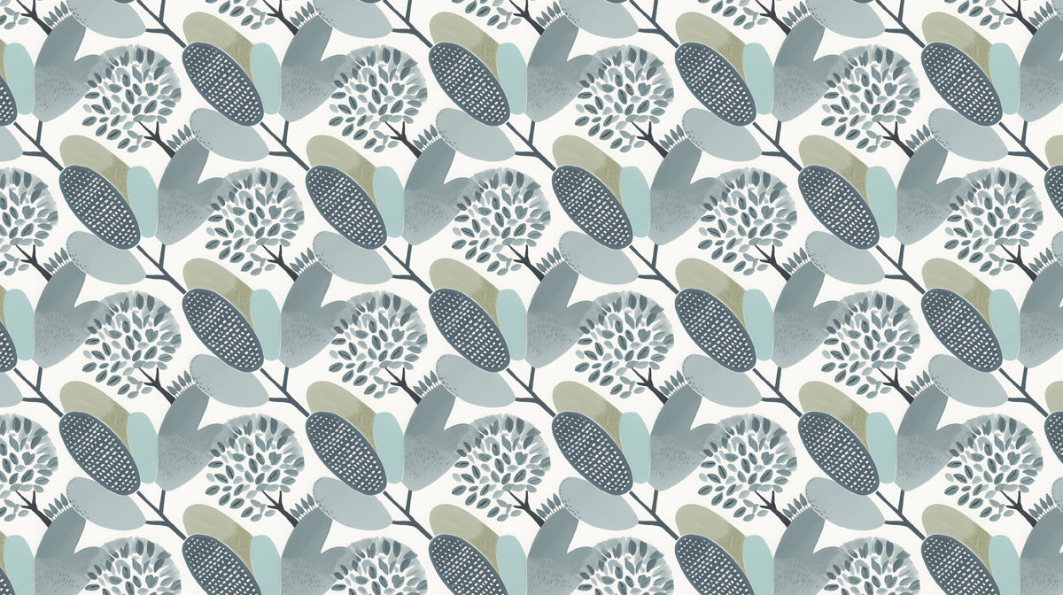 Leafy Geometric Modern - Organic Wallpaper for Dining Rooms or Living Rooms