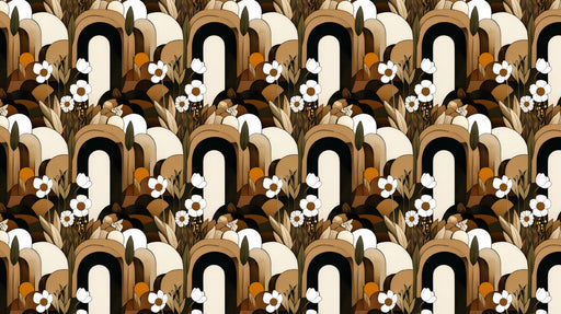 Art Deco - Inspired Arch & Floral Wallpaper for Dining Rooms or Entryways