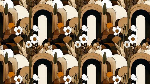 Art Deco - Inspired Arch & Floral Wallpaper for Dining Rooms or Entryways
